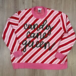 Queen of Sparkles Candy Cane Queen Striped Sweater Size XXL
